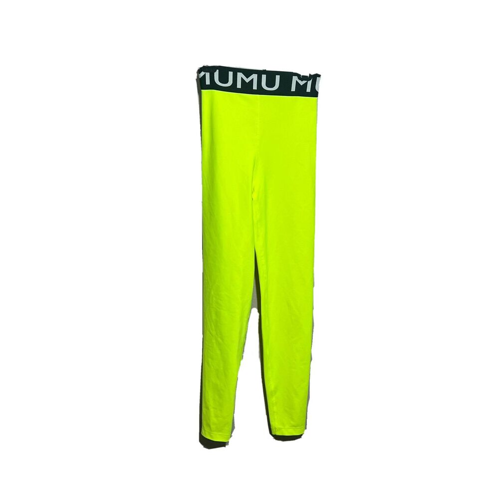 Show Me Your MuMu Moves Leggings Sz Small Fluorescent Yellow Pull On High Rise